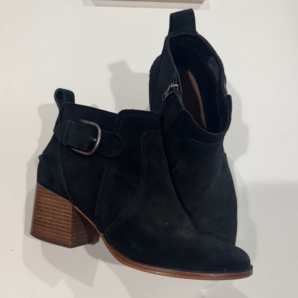 UGG Black Ankle Boots with Wooden Heel